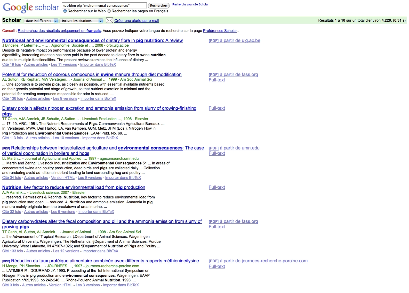 Une recherche avec Google Scholar.